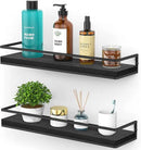Meangood Floating Shelves Wall Mounted Set of 2, Rustic Wood Wall Storage Shelves for Bedroom,Living Room,Bathroom, Kitchen (Black) by CozyNest Decor