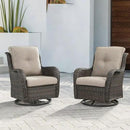 Outdoor Patio Swivel Rocker Chairs - Wicker Rattan Patio Swivel Rocking Chairs Set of 2 with High Back,Deep Seating and Comfort Cushions for Deck Porch Garden,rown/Grey by GreenHaven Gardens