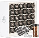 AllSpice Spice Rack Organizer, Wood, 525 Unique Labels, Countertop or Wall Mount, Includes 30 4oz Jars- Matte White by CozyNest Decor