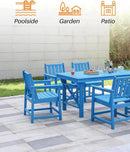 7 Pieces HDPE Outdoor Dining Set, Patio Dining Set with Umbrella Hole, All Weather Outdoor Dining Table Sets for 6, HDPE Patio Furniture Sets for Deck, Backyard, Lawn, and Poolside, Sky Blue by CozyNest Decor
