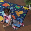 Cute Cartoon Dinosaur Rug for Boys Bedroom 59"x39" Bedroom Playroom Decor for Kids Lovely Dinosaur Animal Pattern Carpet Blue Rug Non-Slip Washable by TinyTreasures Baby Boutique