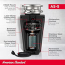 American Standard 10-US-AS-5 Garbage Disposal Anti-Jam Stainless Steel Food Waste Grinding System, Slim Line, 1/2 HP, Black by CozyNest Decor