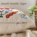 Embroidered Throw Pillow Cover 18x18 Classic Fall Boho Floral Pattern Pillows Cover Outdoor Decorative Pillowcase,Durable Cozy Textured Cushion Case for Sofa Couch Bed Living Room,Orange by CozyNest Decor