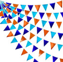 Orange Blue Party Decorations Metallic Fabric Triangle Pennant Flag Bunting Banner Garland for Birthday Baby Shower Graduation Bridal Shower Wedding Bachelorette Engagement Space Theme Party Supplies by GreenHaven Gardens