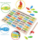 Magnetic Wooden Fishing Game Toy for Toddlers, Alphabet Fish Catching Counting Games Puzzle with Numbers and Letters, Preschool Learning ABC Math Educational Toys 3 4 5 Years Old Girl Boy Kids by TinyTreasures Baby Boutique
