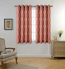 MIUCO Moroccan Embroidered Semi Sheer Curtains Faux Linen Grommet Window Curtains for Girls Room 52 x 63 Inch 2 Panels, Rust by CozyNest Decor