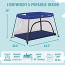 Dream On Me Travel Light Playard with Mesh Zipper Door in Navy by TinyTreasures Baby Boutique