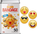 BioSwiss Bandages, Emoji Shaped Self Adhesive Bandage, Latex Free Sterile Wound Care, Fun First Aid Kit Supplies for Kids, 50 Count by TinyTreasures Baby Boutique