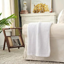 Chunky Cable Knit Throw Blanket Lightweight White 100% Organic Cotton Blanket for Sofa Couch Bed Baby Nursery, Rustic Shabby Chic Modern Farmhouse, Pure White 51” x 63” Give Laundering Bag by CozyNest Decor