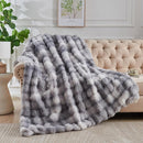 Lotus Karen Faux Fur Throw Blanket - Tie-Dye Gray, Big Bubble Rabbit Fluff, 50x60 Inches by CozyNest Decor