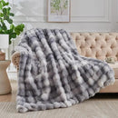 Lotus Karen Queen Size Faux Fur Blanket Tie-Dye Gray - Big Bubble Rabbit Fluff Throw for Bed Large Fluffy Fuzzy Cozy Thick Furry Plush Shaggy Blankets for Men 90x90 Inches by CozyNest Decor