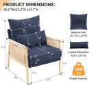 VINGLI Boho Braid Accent Armchair,Mid-Century Modern Chiar with Solid Wooden Armrest,Comfy Louge Cushion Chair with Waist Pillow for Bedroom,Living Room,Reading Room, Blue by CozyNest Decor