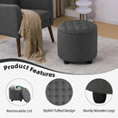 Furniliving 18.7inch Storage Round Ottoman, Footstools with Hidden Storage with Removable Lid, Stylish Button Tufted Design Ottoman Foot Stools for Living Room, Bedroom，Darkgrey by CozyNest Decor