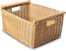 The Basket Lady Pole Handle Wicker Storage Basket, Extra Large, 20 in L x 16 in W x 10 in H, Sandstone by CozyNest Decor