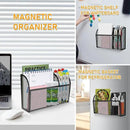 Magnetic Pencil Holder-Magnetic Basket for Fridge 3-Grid Mesh Magnetic Pen Holder for Refrigerator, Extra Strong Magnets Mesh Marker Holder Locker Accessories Organizer for Whiteboard by CozyNest Decor