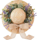 Dilicoming Spring Eucalyptus Wreaths for Front Door - 16 Inch Summer Fall Straw Hat Wreath with Bow, Women Gift, Indoor Outdoor Wreaths for Wall, Window, Farmhouse, Party, Holiday Home Décor by CozyNest Decor