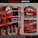 Power Tool Organizer Wall Mount with Charging Station 4 Layer 6 Slot Cordless Drill Holder with Angle Grinder Holder (Red) by GreenHaven Gardens