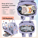 Dikaslon Diaper Bag Backpack with Portable Changing Pad, Pacifier Case and Stroller Straps, Large Unisex Baby Bags for Boys Girls, Multipurpose Travel Back Pack Moms Dads, Taro Purple by TinyTreasures Baby Boutique