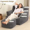 Comfy Gaint Bean Bag Chair with Ottoman, Huge Bean Bag Armchair for Adults and Teens, Dark Grey by CozyNest Decor