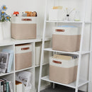 DULLEMELO Cube Storage Bins - 4 Pack Foldable Large Storage Baskets 12 inch Gifts Empty Fabric Bins for Home Office Cubes Organizer Closet, Shelves, Toy, Nursery (4 Pack - 12" White&Khaki) by TinyTreasures Baby Boutique