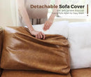 118.5" Faux Leather Modular Sectional Sofa with Storage Seat, Oversized 4 Seater Couch Deep Seat with Removable Cover Brown by CozyNest Decor