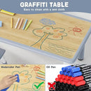 Brelley Kids Table and 4 Chairs Set, Height Adjustable Toddler Desk and Chair Set, Graffiti Desktop, Non-Slip Legs, Max 300lbs, Children Multi-Activity Table for Ages 2-8 by CozyNest Decor