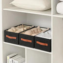 linen closet organizers and storage, 3 Pack Large Storage Baskets, Washable, Clothing Storage Bins with Handle, Closet Organizer for Storage Sweater,Sheets (Black, 16"x9½"x6¾") by CozyNest Decor