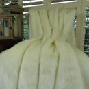 Arctic Fox Faux Fur Throw Blanket & Bedspread - Arctic Creamy White Arctic Faux Fur - Luxury Soft Faux Fox Fur - Heavy Throw, Made in USA, 16414 by CozyNest Decor