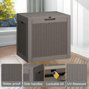 NUNU LAB 30 Gallon Waterproof Resin Deck Box, Lockable Outdoor & Indoor Storage Bench for Patio Cushions, Garden Tools, Pool Accessories & Package Deliveries – Grey by GreenHaven Gardens