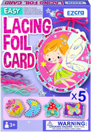 EZCRA Premium Foil Edge Lacing Cards for Kids Ages 3-6 | 5 Double-Sided Fairy Sewing Cards with Multilingual Learning | Durable Cardboard Fine Motor Skills Activity Kit by TinyTreasures Baby Boutique