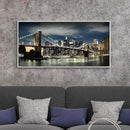 Framed Brooklyn Bridge Wall Art: Large Size New York Cityscape Skylines Night Scene Modern Picture Artwork for Home Office Decoration (48” X 24”) by CozyNest Decor