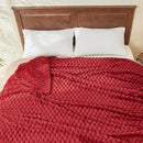 NEWCOSPLAY Super Soft Queen Blanket Red Premium Silky Flannel Fleece 3D Clouds Stylish Jacquard Lightweight Bed Blanket All Season Use 350GSM (Red, Queen(90"x90")) by CozyNest Decor