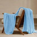 PHF 100% Cotton Waffle Weave Throw Blanket, Soft Lightweight Breathable Cozy Summer Throws for Couch Bed Sofa, Luxury Aesthetic Woven Blanket for Home Decor & Office, 50"x60", Sky Blue by CozyNest Decor