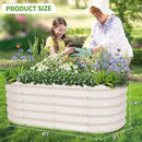 Galvanized Raised Garden Bed Outdoor- 2 Pcs Raised Beds for Gardening| Metal Planter Box, Steel Raised Garden Bed Kit with Gloves for Vegetables, Flower, Herbs (4x2x1.4FT, White) by GreenHaven Gardens