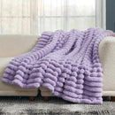 Cozy Bliss Faux Fur Throw Blanket for Couch, Cozy Warm Plush Striped Blanket for Sofa Bedroom Living Room, 50 * 60 Inches Lavender Purple by CozyNest Decor