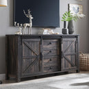 T4TREAM 60'' Farmhouse Dresser Chests for Bedroom w/4 Drawers & Sliding Barn Doors, Wide Dresser TV Stand, Tall Chest of Drawers, Rustic Dresser Organizer for Bedroom, Living Room, Dark Rustic Oak by TinyTreasures Baby Boutique