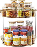 LAMU 12inch 2 Tier Lazy Susan Turntable Organizer Rotating Spice Rack Organization for Cabinet, Kitchen, Pantry, Countertop, Bathroom, Vanity, Medicine Cabinet Organizer, Amber by CozyNest Decor