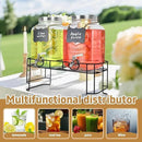 DD&HAPP Gallon Glass Drink Dispensers For Parties 2PACK.1.5Gallon Beverage Dispenser,Glass Drink Dispenser With Stand And Stainless Steel Spigot 100% Leakproof.Lemonade Dispenser With Ice Cylinder. by CozyNest Decor