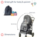 Stroller Sun Shade - Universal UV Protection Cover for Strollers Sunshade with See Through, Clip-On Sun Blocker, Sun Shield for Baby, Breathable Adjustable Fit, Full Coverage, L Black by TinyTreasures Baby Boutique