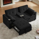 70" Queen Size Sofa Bed for Living Room – Pull-Out Sleeper Sofa Couch with Cup Holder, Phone Holder, USB Charging Port, Solid Wood Frame, Easy Assembly, Space-Saving Design for Small Apartments by CozyNest Decor