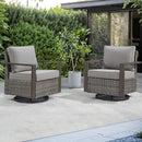 Outdoor Patio Swivel Rocker Chairs - Wicker Rattan Patio Swivel Rocking Chairs Set of 2 with Metal Wide Armrest, Thick Cushions and Deep Seating for Deck Porch Sunroom Garden(Mixed Grey/Grey) by CozyNest Decor