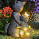 Solar Garden Statues Loving Cat Figurine Lights for Outside, Yard Decorations Outdoor, Garden Christmas Decor Unique Birthday Housewarming Gifts for Mom, Women by GreenHaven Gardens