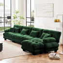 Modular Sectional Sofa, Comfy Cloud Couch 4 Seater Couch with Ottoman, Sectional Couches for Living Room, Modern Chenille L Shaped Couches, Sleeper Deep Seat Sofa with Throw Pillows, Green by CozyNest Decor