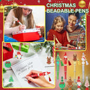 CZWZ 8 Pcs Christmas Beadable Pens, Plastic Beadable Pens with Multicolor Silicone Beads, Christmas Snowman Pine Tree Floral Hoop Deer Pens for Christmas Gifts Office School Supplies by TinyTreasures Baby Boutique