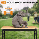 70" Adjustable Workbench on Wheels, 2000 LBS Heavy Duty Work Table with Power Outlets & Pegboard, Rubber Wood Workstation for Garage, Workshop, Office, Home, Commercial by GreenHaven Gardens