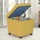 Adeco Square Storage Ottoman with Hinged Lid, Modern Accent Bench Footrest Stool, Coffee Table for Living Room Bedroom,Yellow Large by CozyNest Decor
