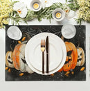 Halloween Pumpkins Spider Web Placemats Set of 4 Black Gray Scary Pumpkin Fall Linen Table Place Mat 12x18 Inch Seasonal Heat Resistant Table Mats for Party Kitchen Dining Decoration by CozyNest Decor