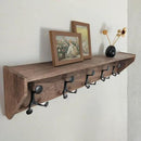 SKOLOO Wall Shelf with Hooks, 35-Inch Weathered Brown Coat Rack Wall Mount with Shelf Organizer - Lightweight & Sturdy, 5 Tri Hooks - Perfect for Entryway, Hallway, Living Room, Bedroom, Mudroom by CozyNest Decor