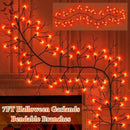 7 Ft Halloween Decorations Willow Vine Twig Garland with 8 Modes Timer 63 LED Orange Lights, Halloween Garland with Waterproof Battery Operated for Wall Fireplace Decorations Indoor Outdoor by CozyNest Decor
