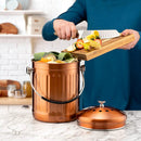 RED FACTOR Premium Compost Bin for Kitchen Countertop - Stainless Steel Food Waste Bucket with Innovative Dual Filter Technology - Includes Spare Filters (Matt Copper, 1.3 Gallon) by GreenHaven Gardens